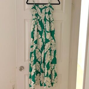 Dynamite Green Tropical Leaf Linen Blend Maxi Dress | Summer Vacation
